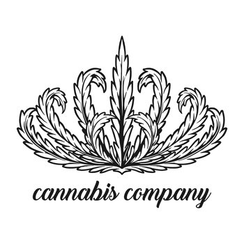 Classic weed crown leaf company mascot monochrome vector illustrations for your work logo, merchandise t-shirt, stickers and label designs, poster, greeting cards advertising business company or brands