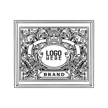 Vintage elegant frame badge flourish ornament logo monochrome vector illustrations for your work logo, merchandise t-shirt, stickers and label designs, poster, greeting cards advertising business company or brands
