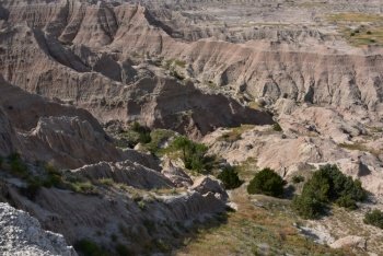 Rural rugged view of the scenic badlands in South Dakota.