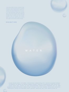 Vector Minimalist Abstract Water Drops Poster, Book Cover or Advertisement Background. Light Blue.	
