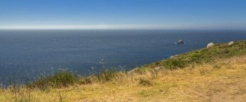 View from Cape Finisterre, Costa da Morte, Fisterra, A Coruna, Galicia, Spain, Europe. View from Cape Finisterre, La Coruna, Spain
