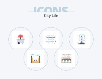 City Life Flat Icon Pack 5 Icon Design. . . shop. fountain. city