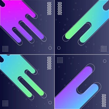 Flat Lines on Blue Backgrounds Pack of 4 Vector Designs