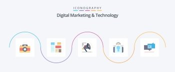 Digital Marketing And Technology Flat 5 Icon Pack Including marketing. marketing. marketing. user engagement. engagement