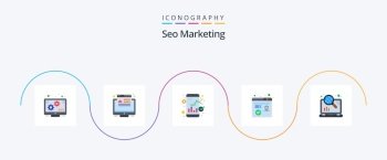 Seo Marketing Flat 5 Icon Pack Including seo. marketing. market. internet. marketing
