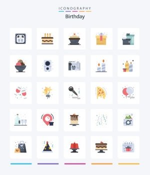 Creative Birthday 25 Flat icon pack  Such As ice cream. birthday. bakery. gift. birthday
