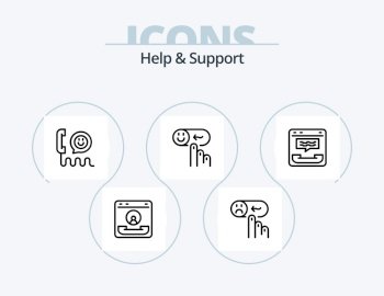 Help And Support Line Icon Pack 5 Icon Design. document. communication. contact. support. guide