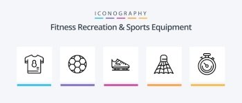 Fitness Recreation And Sports Equipment Line 5 Icon Pack Including pong. basketball. punching. basket. strike. Creative Icons Design