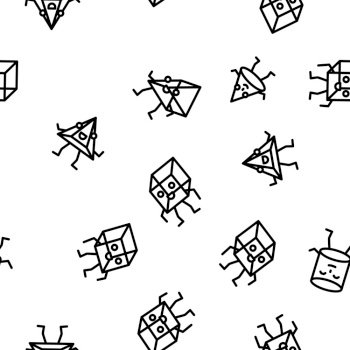 geometric shape funny vector seamless pattern thin line illustration. geometric shape funny vector seamless pattern