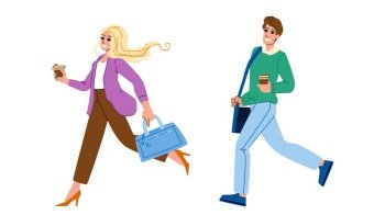 hurrying up vector. young woman, hurry sale, female man, up person, discount fun hurrying up character. people flat cartoon illustration. hurrying up vector