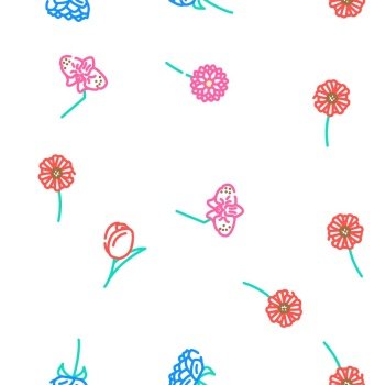 flower spring floral nature vector seamless pattern thin line illustration. flower spring floral nature vector seamless pattern