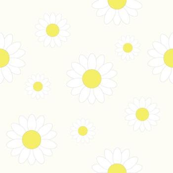 Daisy flowers on yellow background seamless vector