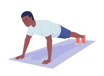 Strong man doing push ups semi flat color vector character. Editable figure. Full body person on white. Workout simple cartoon style illustration for web graphic design and animation. Strong man doing push ups semi flat color vector character