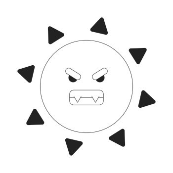 Dangerous summer sun monochromatic flat vector character. Excessive ultraviolet exposure. Editable thin line full sized icon on white. Simple bw cartoon spot image for web graphic design, animation. Dangerous summer sun monochromatic flat vector character
