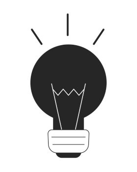 Turn off light bulb flat line black white vector object. Burned out lightbulb. Editable cartoon style icon. Simple isolated outline spot illustration for web graphic design and animation. Turn off light bulb flat line black white vector object