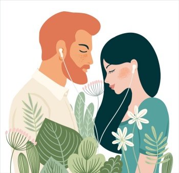 Romantic isolated illustration with man and woman. Love, love story, relationship. Vector design concept for Valentines Day and other use.. Romantic isolated illustration with man and woman. Love, love story, relationship. Vector design concept for Valentines Day and other.