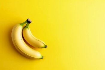 Yellow banans with copy space created with generative AI technology