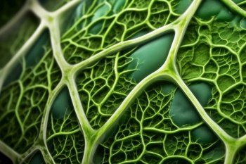 Closeup of plant cell structures background created with generative AI technology