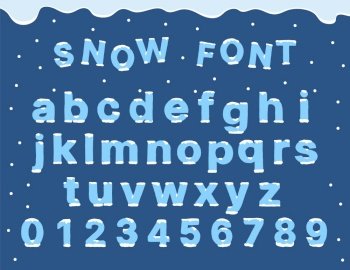 Snow winter alphabet letter.lowercase graphic font