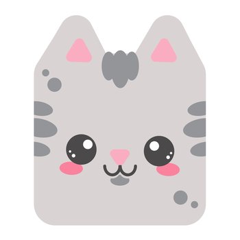Cute square cat face. Cartoom head of animal character. Minimal simple design. Vector illustration.. Cute square cat face. Cartoom head of animal character. Minimal simple design. Vector illustration
