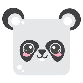 Cute square panda face. Cartoom head of animal character. Minimal simple design. Vector illustration.. Cute square panda face. Cartoom head of animal character. Minimal simple design. Vector illustration