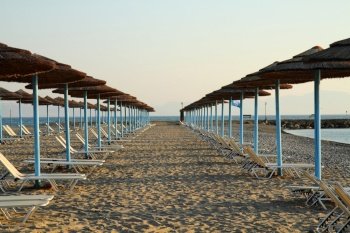 Greece empty summer beach from Kos island
