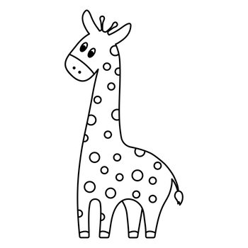 giraffe isolated on white background, vector illustration of cartoon cute animal, flat style. Gesture icon set