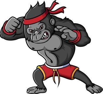 Angry Gorilla fighter cartoon character of illustration
