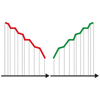 Green red graphics. Growth diagram financial graph. Business financial investment. Trade arrow. Vector illustration. EPS 10.. Green red graphics. Growth diagram financial graph. Business financial investment. Trade arrow. Vector illustration.