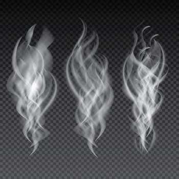Smoke Set Isolated on Transparent Background. Vector Illustration.