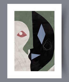 Abstract face esoteric surrealism wall art print. Wall artwork for interior design. Contemporary decorative background with surrealism. Printable minimal abstract face poster.. Abstract face esoteric surrealism wall art print