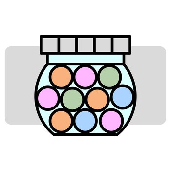 cartoon jar colored balls. Sweet food. Vector illustration. Stock image. EPS 10.. cartoon jar colored balls. Sweet food. Vector illustration. Stock image.