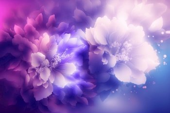 Soft pastel color floral on violet background