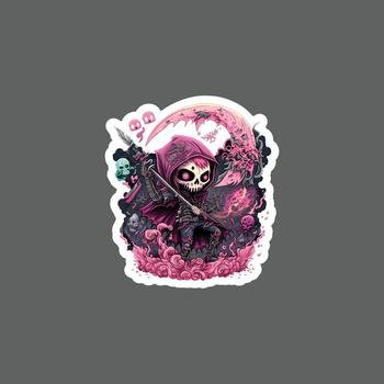 Sticker of grim reaper fighting cartoon