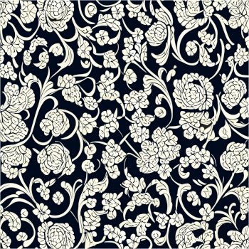 Seamless floral pattern on a black background, AI Generated