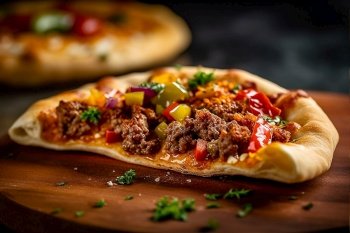 turkish pizza pita with meat, AI Generative