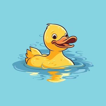 Duck Swimming with Glee Vector Illustration