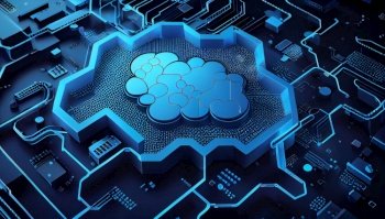 Futuristic Cloud computing technology concept background, digital illustration generative AI. Futuristic Cloud computing technology concept background, digital generative AI