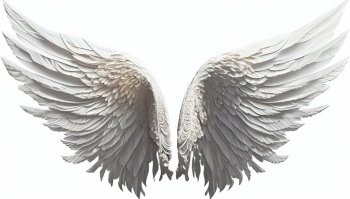 White angel wing isolated for design. Ai generative illustration. . White angel wing isolated for design. Ai generative. 
