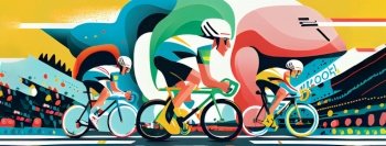Cyclists Peloton TdF France Abstract background with copy space. Generative ai illustration. . Cyclists Peloton TdF France Abstract background with copy space. Generative ai. 