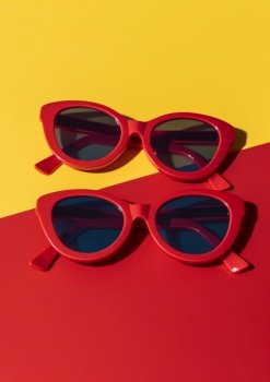 Retro Sunglasses on Red Background pop fashion