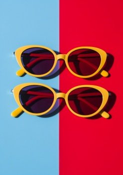 Retro Sunglasses on Red Background pop fashion