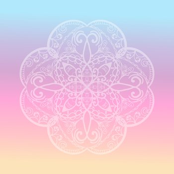 Ethnic motif white mandala, boho ornament colorful background. Anti-stress therapy patterns. Weave design elements. Yoga. Vector illustration