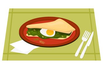 Baked pie with filling. Torta pascualina is originall. Traditional popularArgentinian food. Also known as Italian Easter pie. Vector illustration in flat style for design of culinary themes and menus