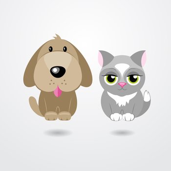 Cartoon cat and dog isolated on white background vector image