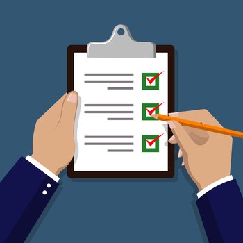 Checklist with hand check items on paper vector image