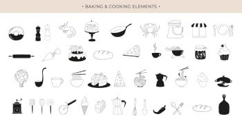 Cooking baking and homemade food collection vector image