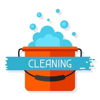 Housekeeping background with bucket and suds vector image
