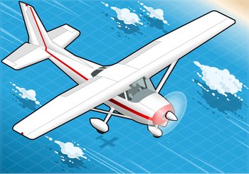 Isometric white plane in flight in front view vector image