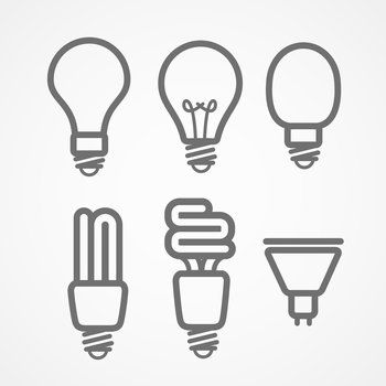 Light lamps icon collection vector image
